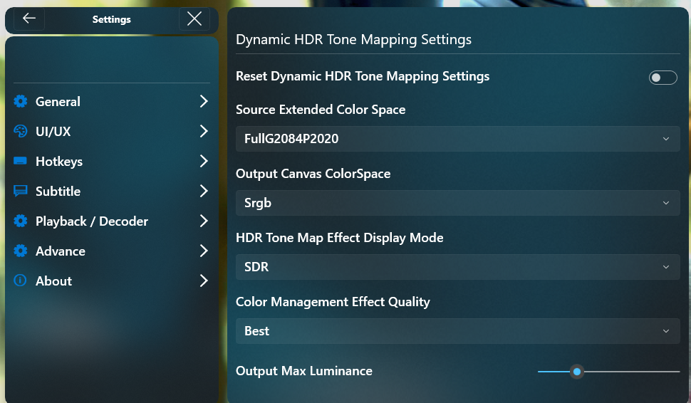 HDR Tone Mapping Reset